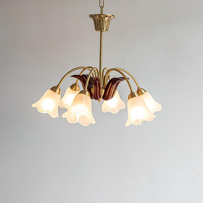 Brass Pastoral Flower Chandelier.