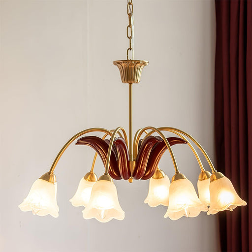 Brass Pastoral Flower Chandelier.