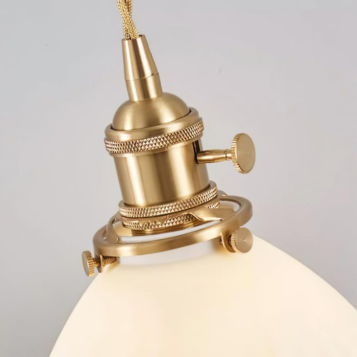 Brass Pleated Ceramic Pendant Lamp-DWHOME
