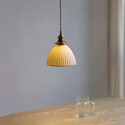 Brass Pleated Ceramic Pendant Lamp-DWHOME