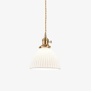 Brass Pleated Ceramic Pendant Lamp-DWHOME