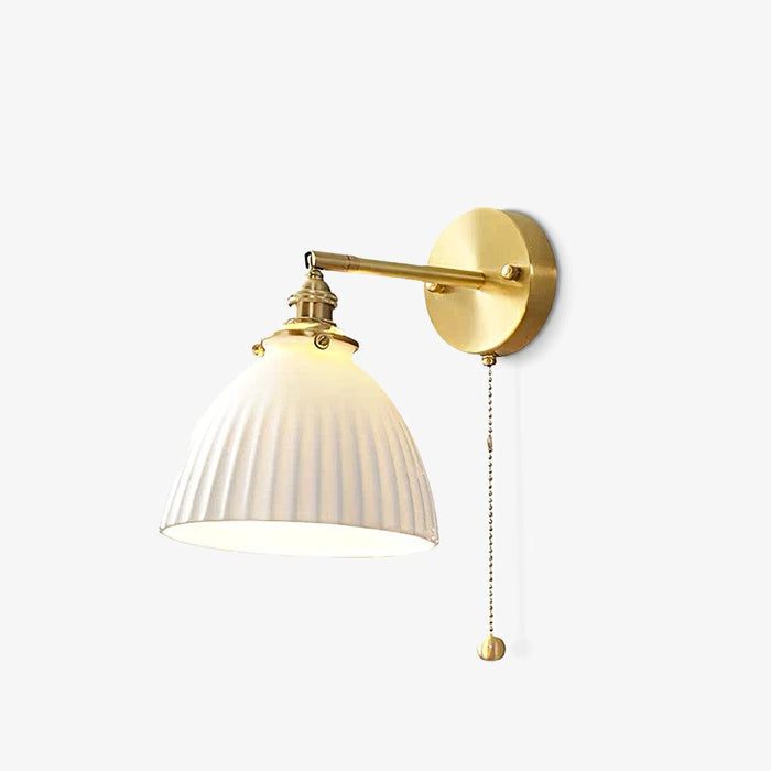 Brass Pleated Ceramic Wall Lamp - Vakkerlight