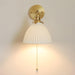 Brass Pleated Ceramic Wall Lamp.