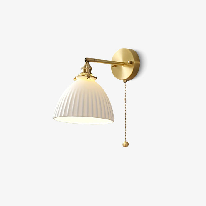 Brass Pleated Ceramic Wall Lamp - Vakkerlight