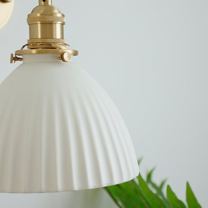 Brass Pleated Ceramic Wall Lamp - Vakkerlight