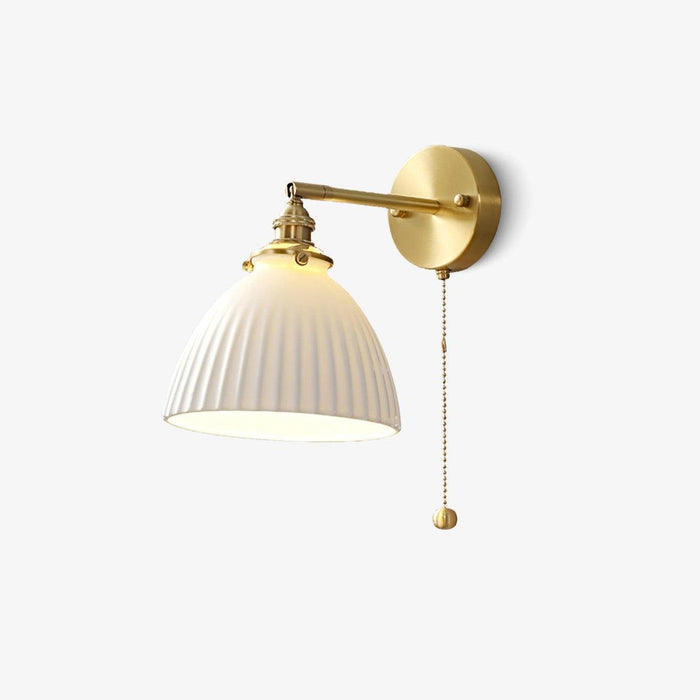 Brass Pleated Ceramic Wall Lamp-DWHOME