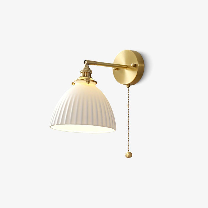 Brass Pleated Ceramic Wall Lamp.