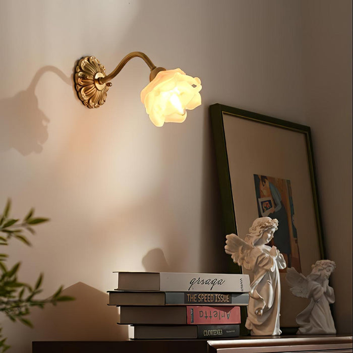 Brass Rose Wall Light.