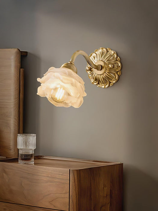 Brass Rose Wall Light.