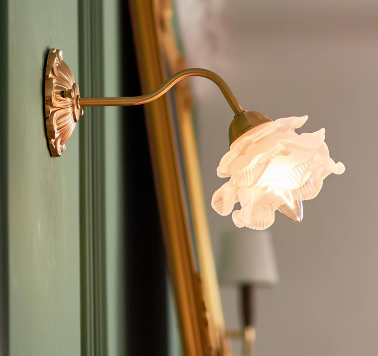 Brass Rose Wall Light.