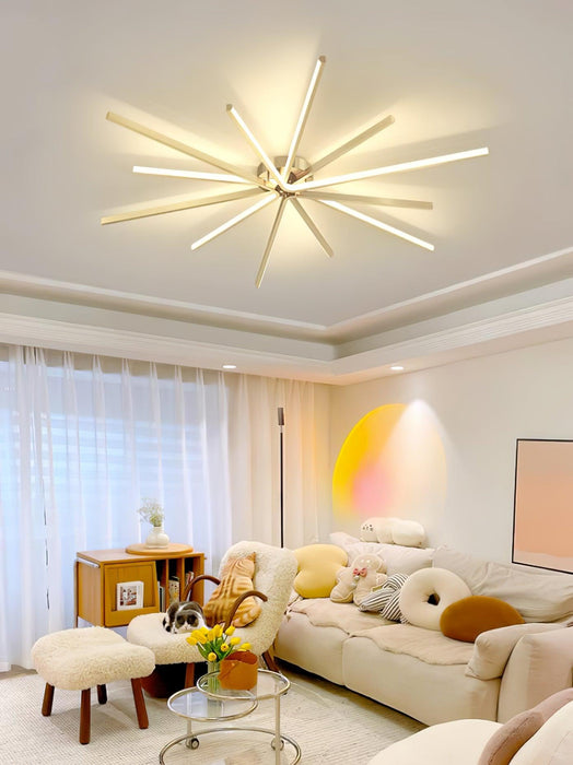 Brass Starbursts Ceiling Lamp.