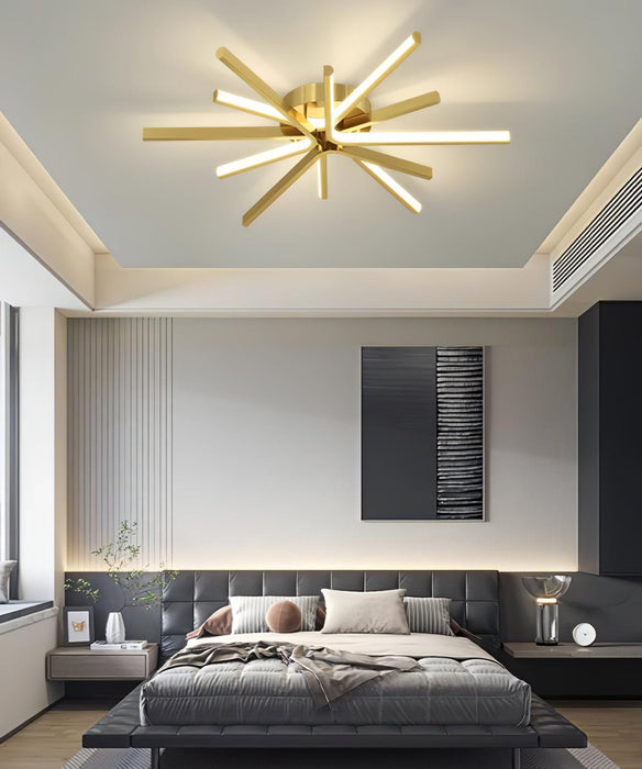 Brass Starbursts Ceiling Lamp.