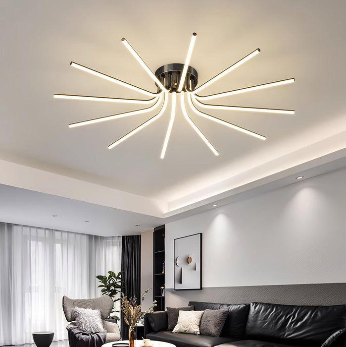 Brass Starbursts Ceiling Lamp.