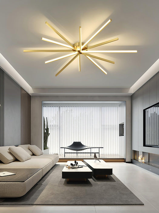 Brass Starbursts Ceiling Lamp.