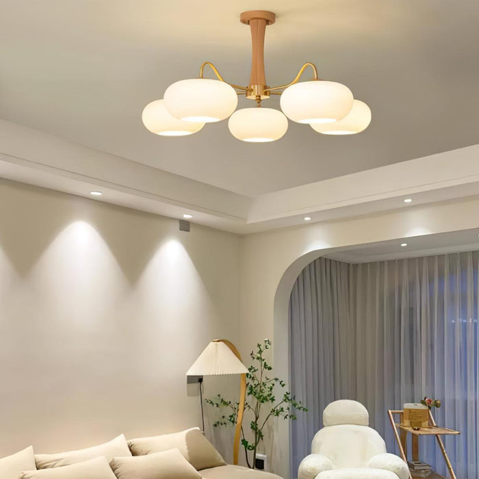 Brass Wooden Persimmon Chandelier-DWHOME