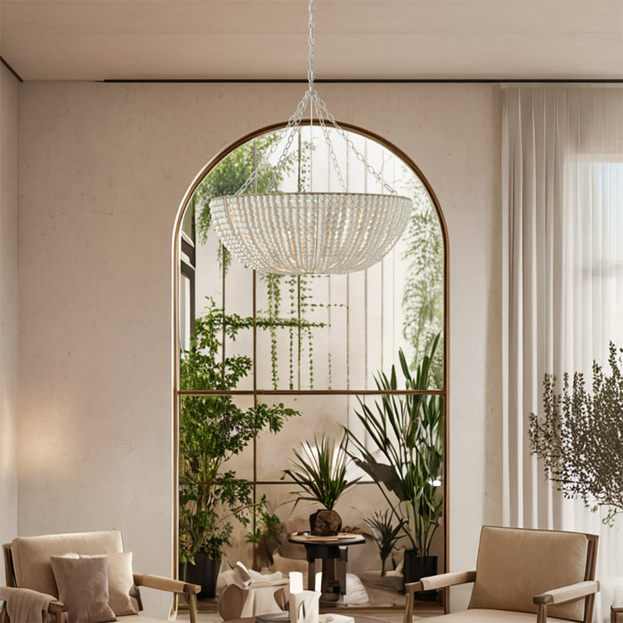 Lana Wood Beaded Chandelier-DWHOME