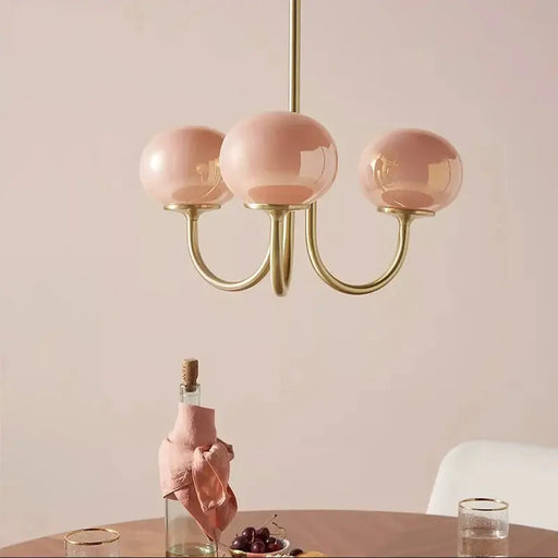 Bubble Pink Glass Marshmallow Chandelier.