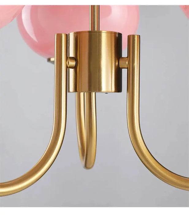 Bubble Pink Glass Marshmallow Chandelier.