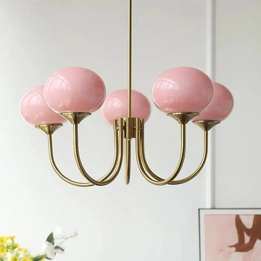 Bubble Pink Glass Marshmallow Chandelier.