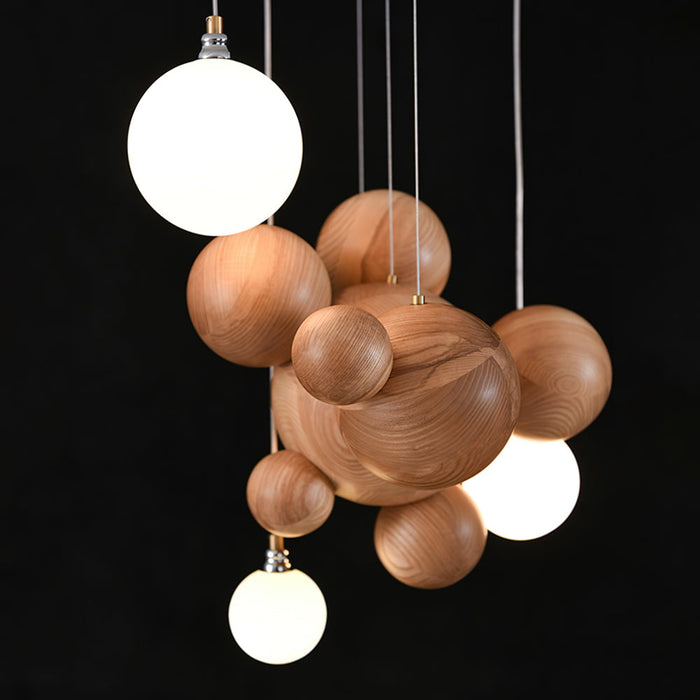 Bubble Wood Balls Chandelier.