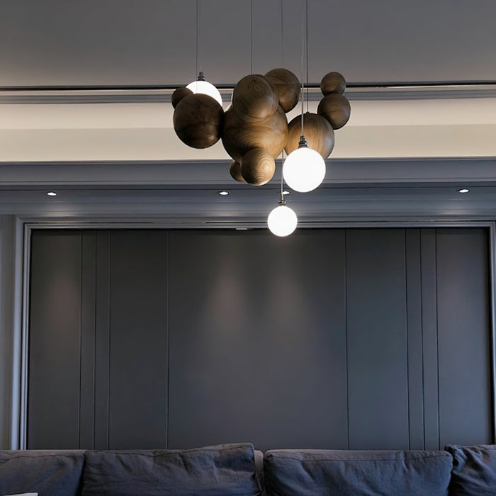 Bubble Wood Balls Chandelier.