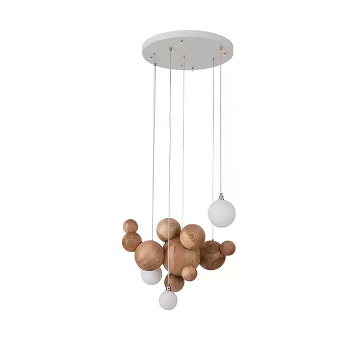 Bubble Wood Balls Chandelier.