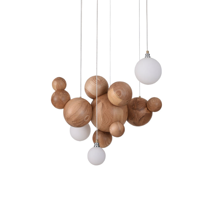 Bubble Wood Balls Chandelier.