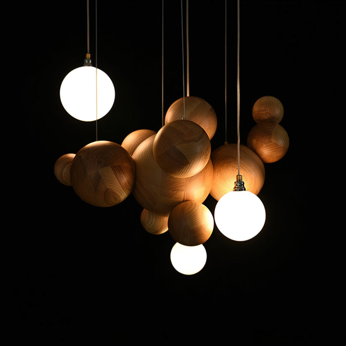 Bubble Wood Balls Chandelier.