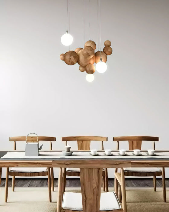 Bubble Wood Balls Chandelier.