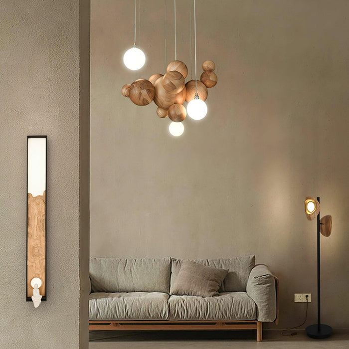 Bubble Wood Balls Chandelier-DWHOME