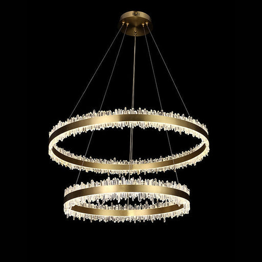Double Round Rings Quartz Crystal Chandelier Hanging Modern Chandelier for Living Room-DWHOME