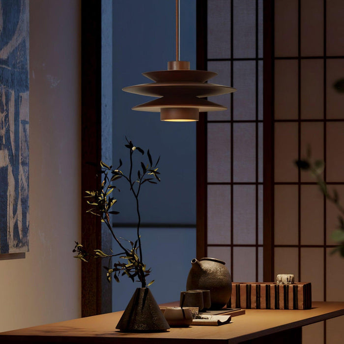 Cascade Wooden Disc Pendant Lamp-DWHOME