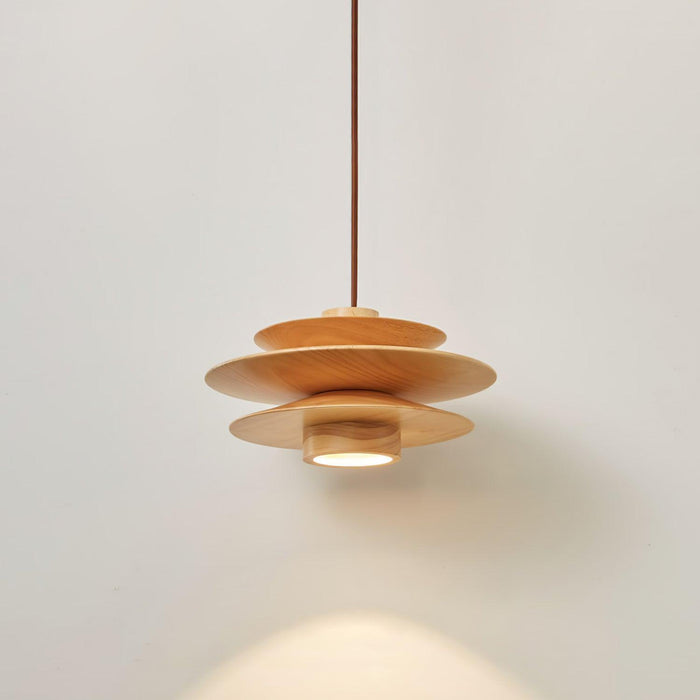 Cascade Wooden Disc Pendant Lamp-DWHOME