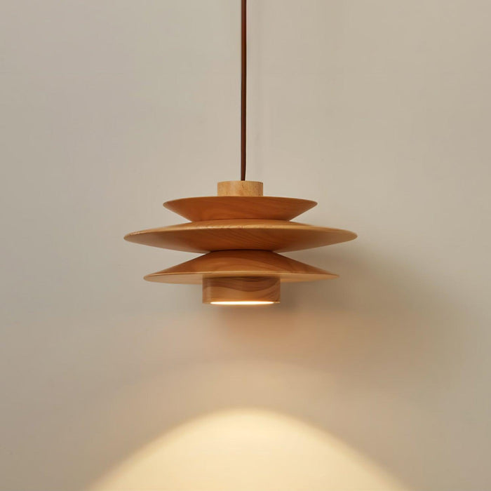 Cascade Wooden Disc Pendant Lamp-DWHOME