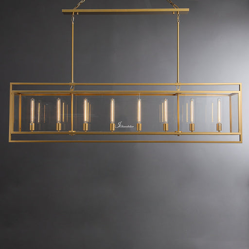 Baker Glass Lantern Rectangular Chandelier 72"-DWHOME