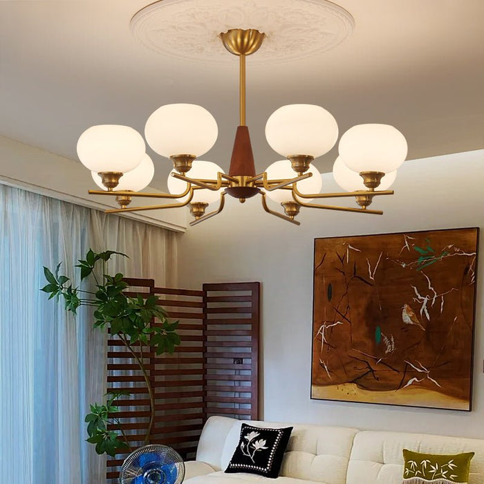 Celeste Sphere Walnut Chandelier-DWHOME