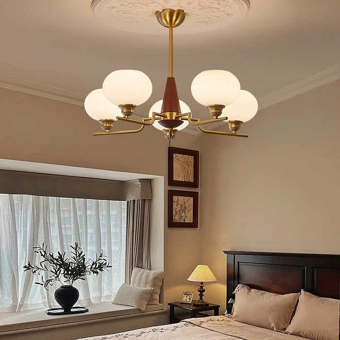 Celeste Sphere Walnut Chandelier-DWHOME