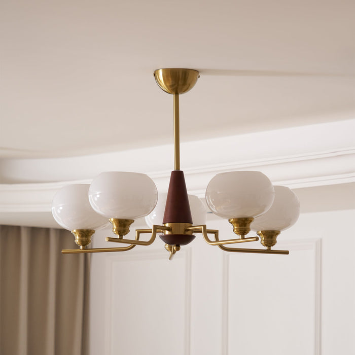 Celeste Sphere Walnut Chandelier-DWHOME