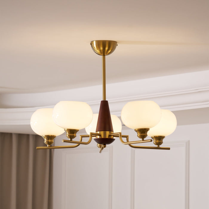 Celeste Sphere Walnut Chandelier-DWHOME