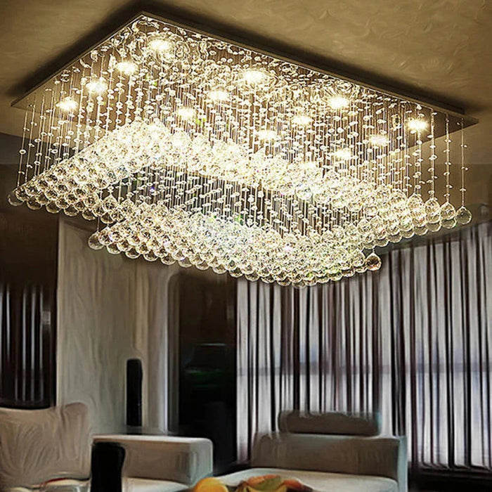 Cely Modern Raindrop Crystal Rectangle Chandelier.