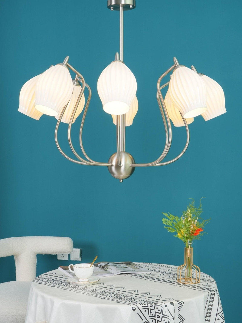 Ceramic Ribbed Chandelier-DWHOME