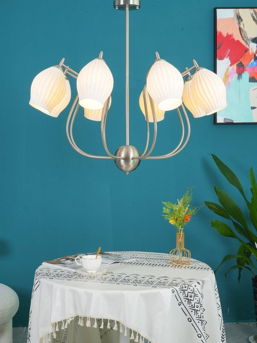 Ceramic Ribbed Chandelier - DWHOME