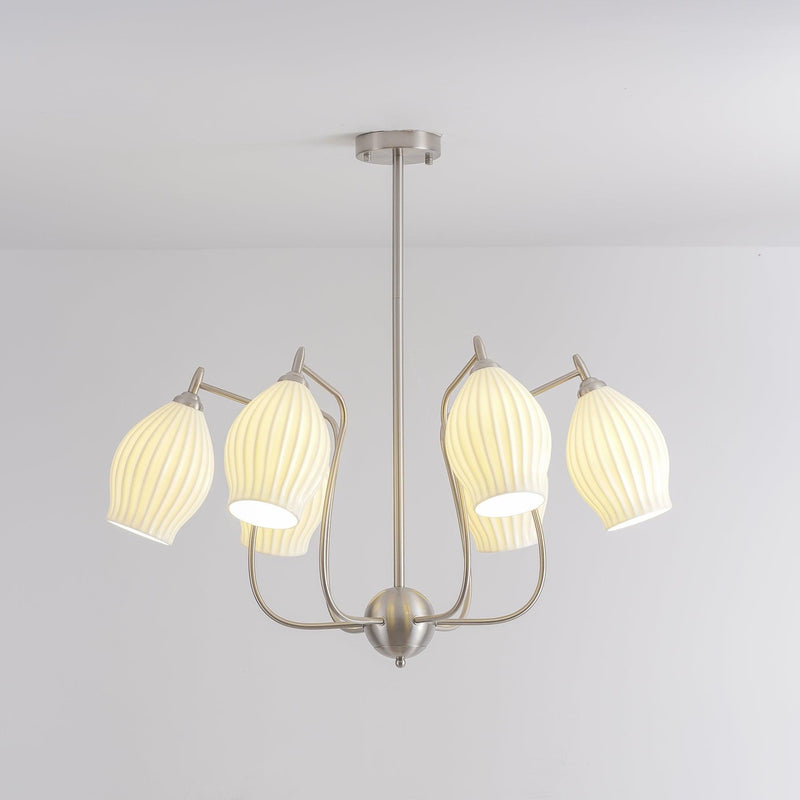Ceramic Ribbed Chandelier-DWHOME