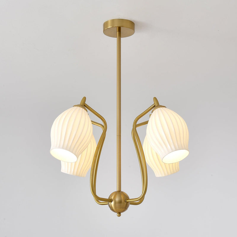 Ceramic Ribbed Chandelier-DWHOME