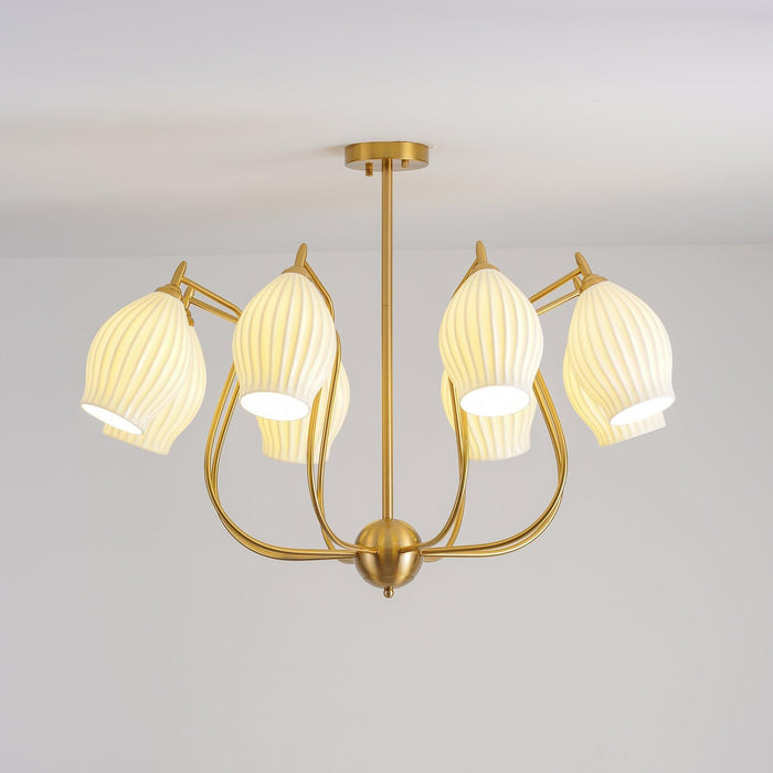 Ceramic Ribbed Chandelier - DWHOME