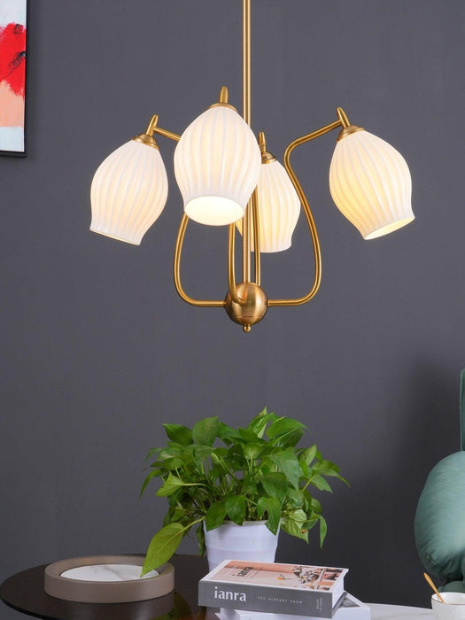 Ceramic Ribbed Chandelier - DWHOME