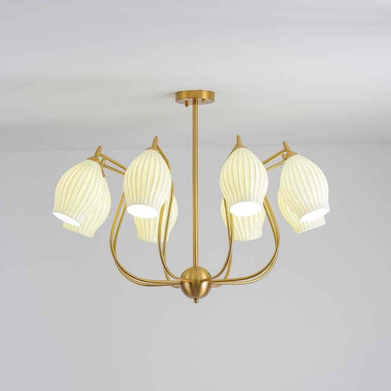 Ceramic Ribbed Chandelier-DWHOME