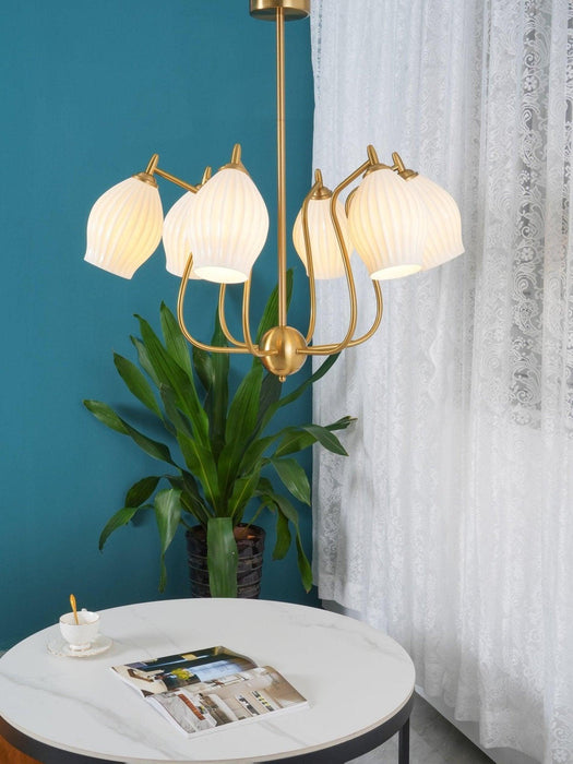 Ceramic Ribbed Chandelier - DWHOME