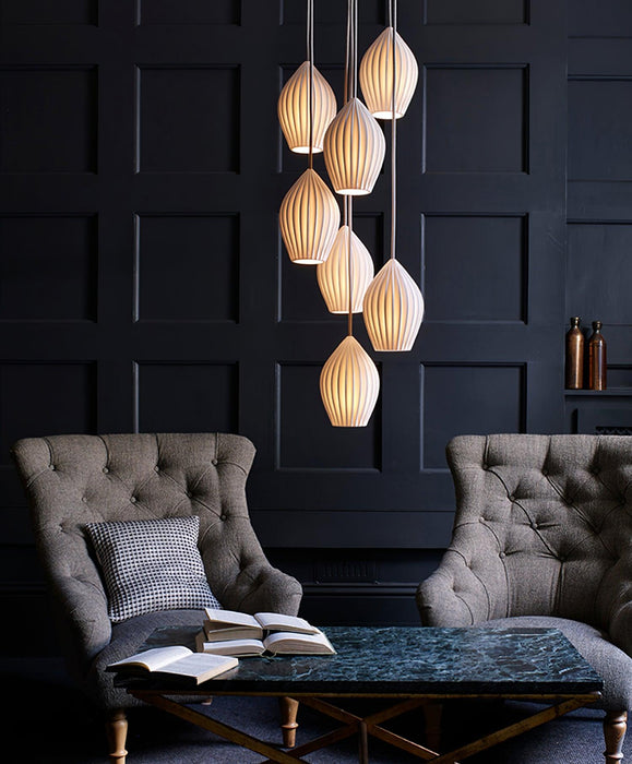 Ceramic Ribbed Pendant light.