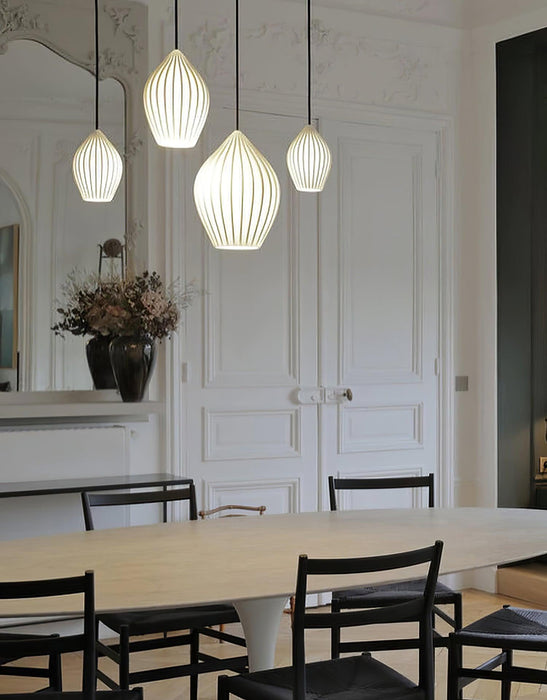 Ceramic Ribbed Pendant Light-DWHOME